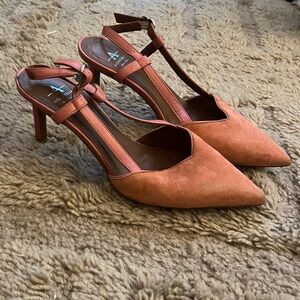 Aquatalia Pink Suede Slingback Heels